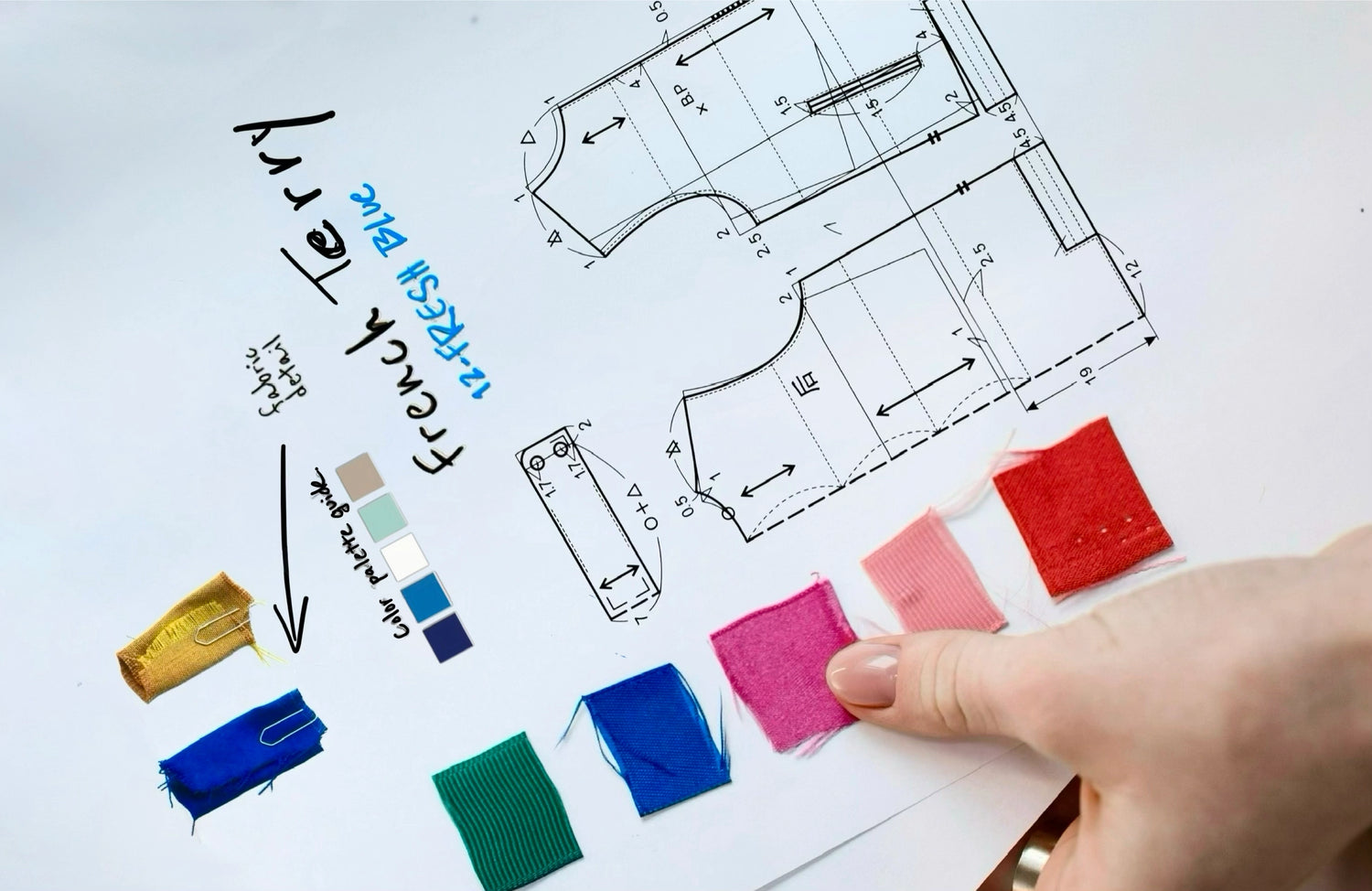 Custom fabric development and colour swatch selection for premium apparel.