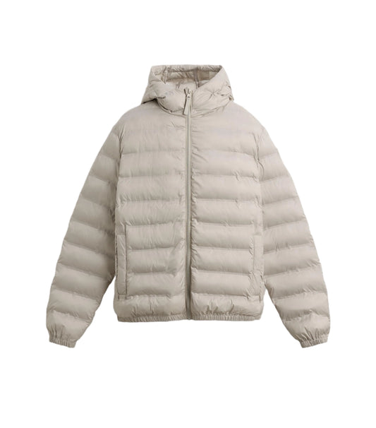 Custom insulated puffer jacket sample with bespoke quilting and premium hardware by Middleman Sourcing.